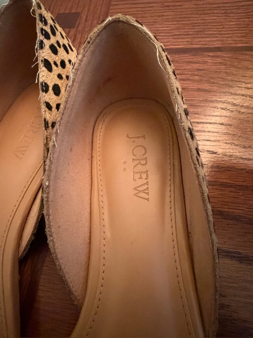 J Crew Spot Dot Zoe Calf Hair D’Orsay Flats - Tan/Black, Size 7. - Picture 5 of 12